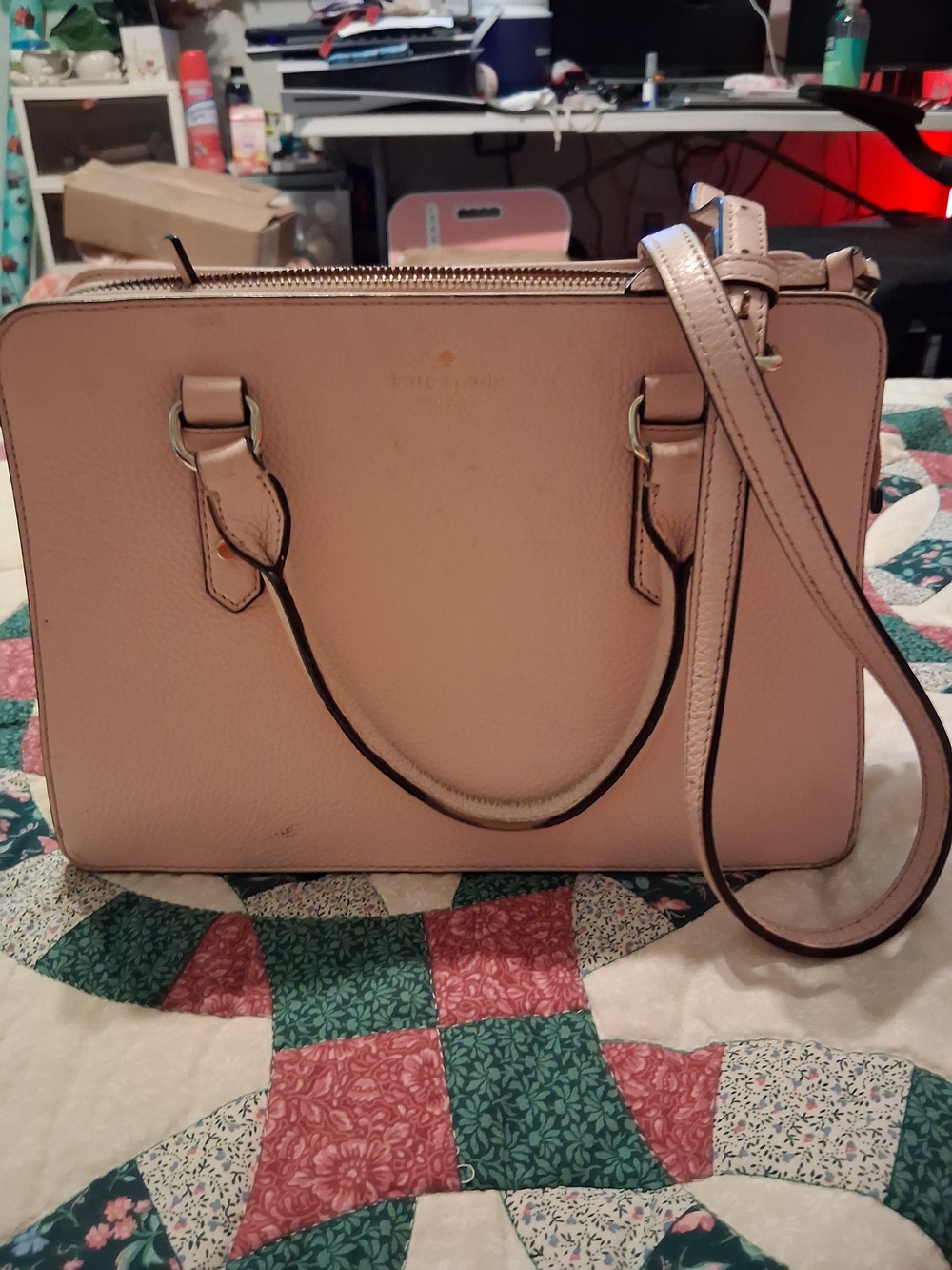 kate spade Blush Pink Leather Satchel with Removable Strap